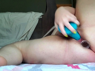 Chubby PAWG fucking a big dildo with huge squirting orgasm